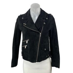 Beymen Club 100% Lamb Leather Men's Black Long Sleeve Moto Biker Coat Jacket XS